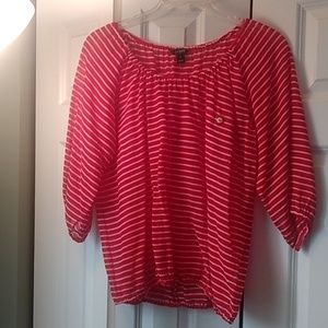 J Crew Stripe Top Red White Size Small